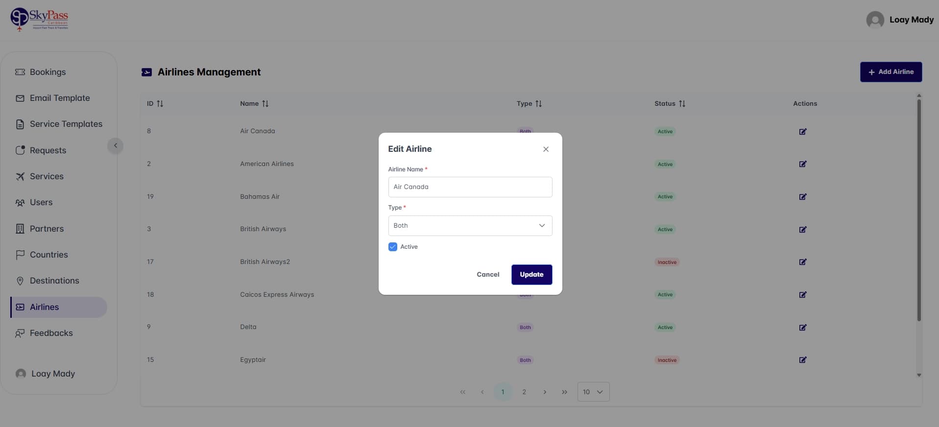 Add/Edit Airline Information