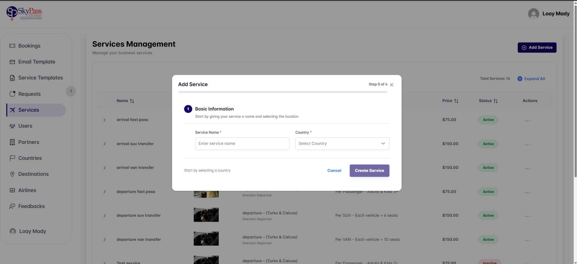 Create & Edit Services