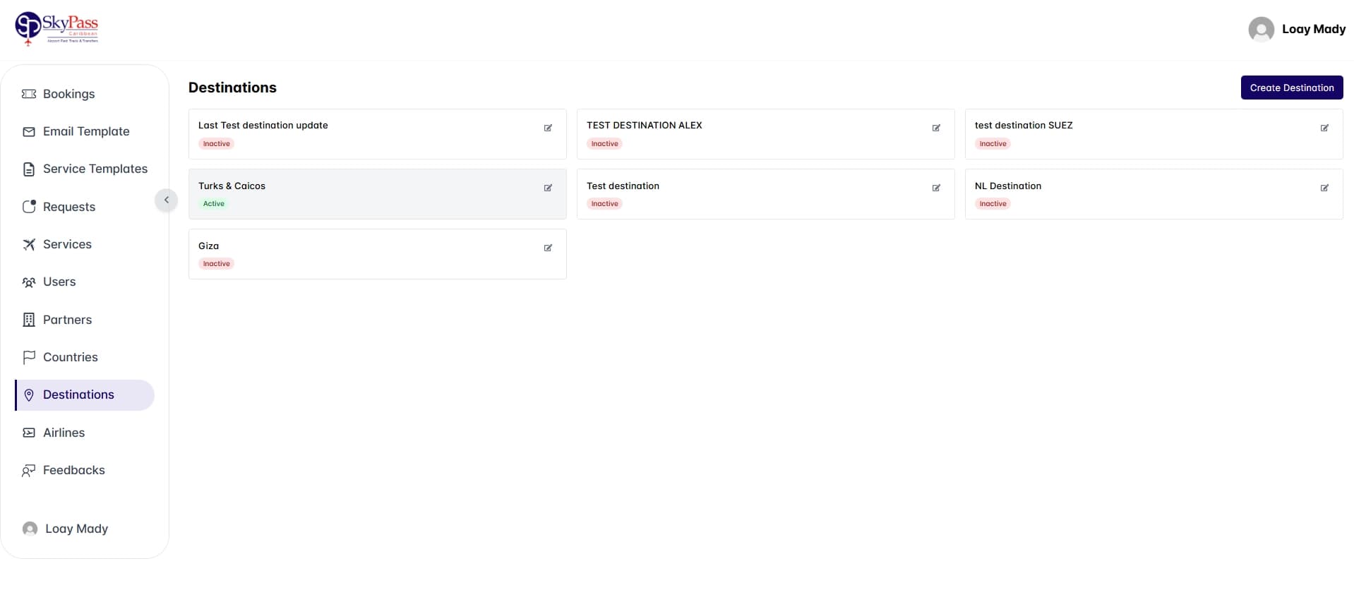 Destinations Overview