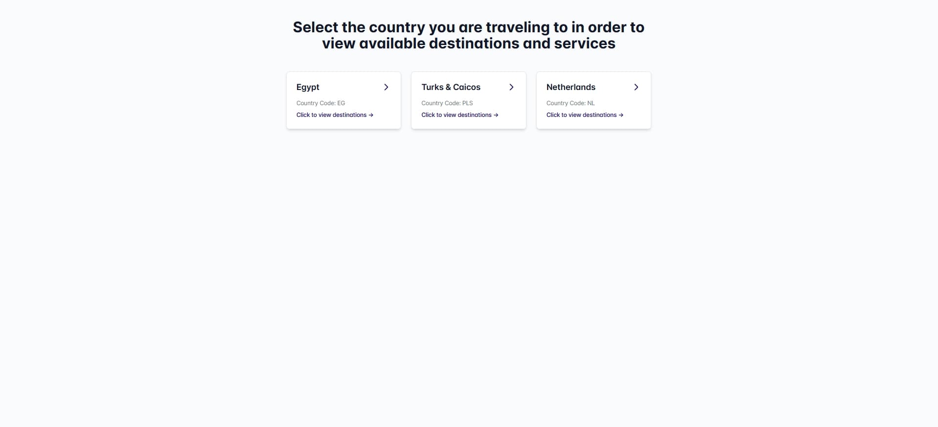 Step 1: Country Selection